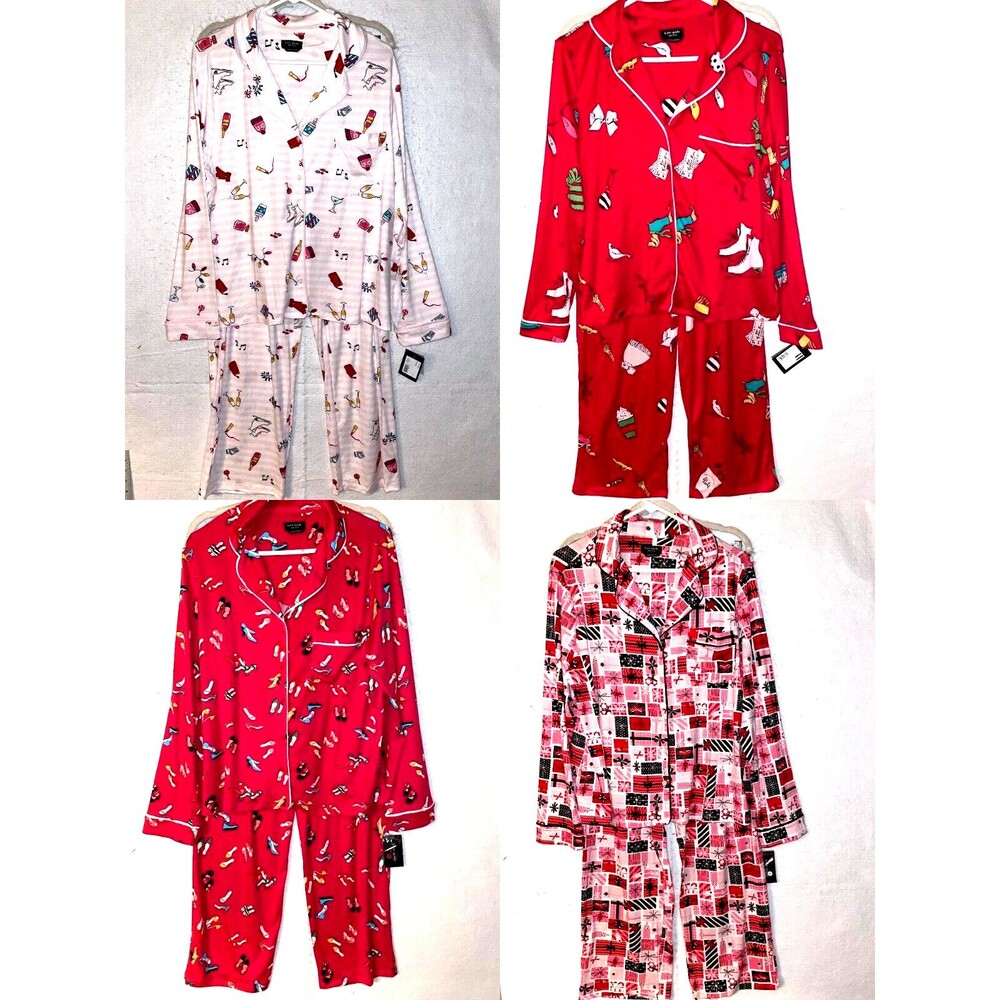 Kate Spade Red Christmas PJ Pajama Pant 2pc Set Long Sleeve NWT Women's S M L
